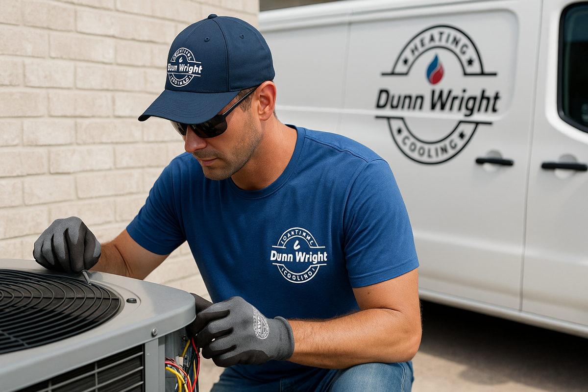 Map of Dunn Wright Heating & Cooling service area in Central Texas